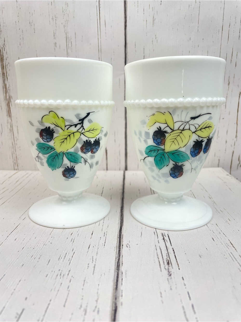 Set of 2 Vintage Westmoreland Beaded Edge Goblets *Blackberry